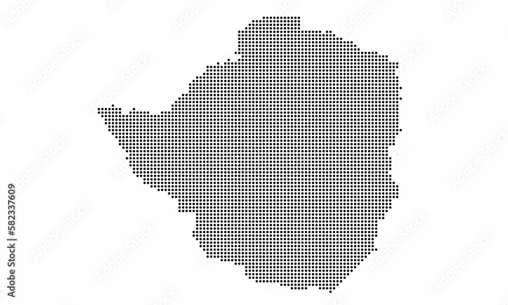 Zimbabwe dotted map with grunge texture in dot style. Abstract vector illustration of a country map with halftone effect for infographic.