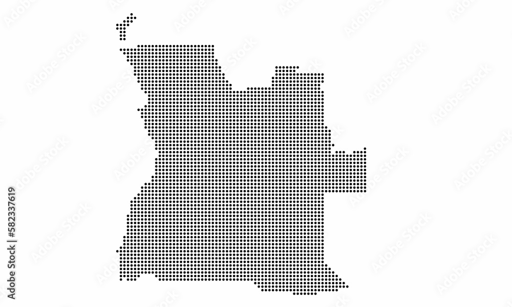 Angola dotted map with grunge texture in dot style. Abstract vector illustration of a country map with halftone effect for infographic.