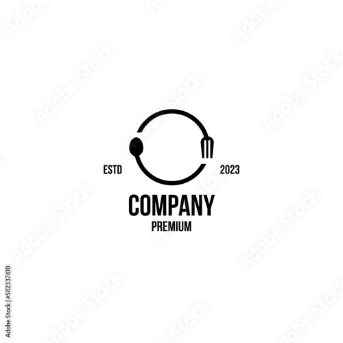 Vector spoon and fork circle logo design illustration idea