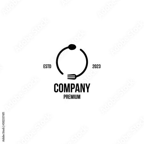 Vector spoon and fork circle logo design illustration idea