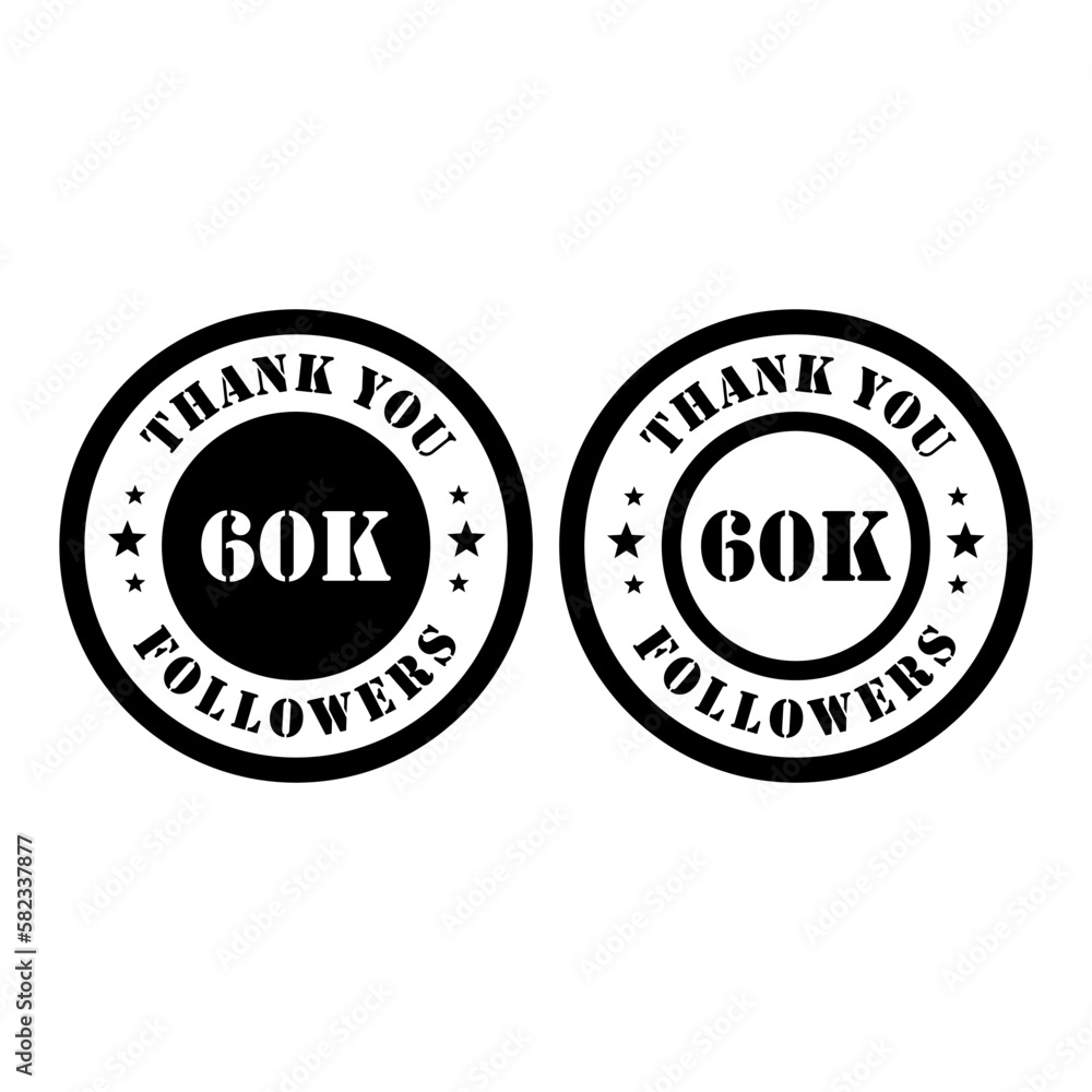 Thank you 60k Followers celebration, Greeting card for 60000 social followers