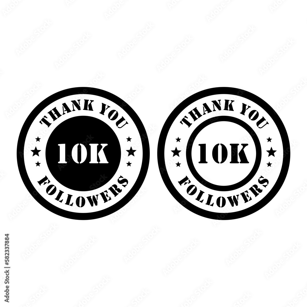 Thank you 10k Followers celebration, Greeting card for 10000 social followers.