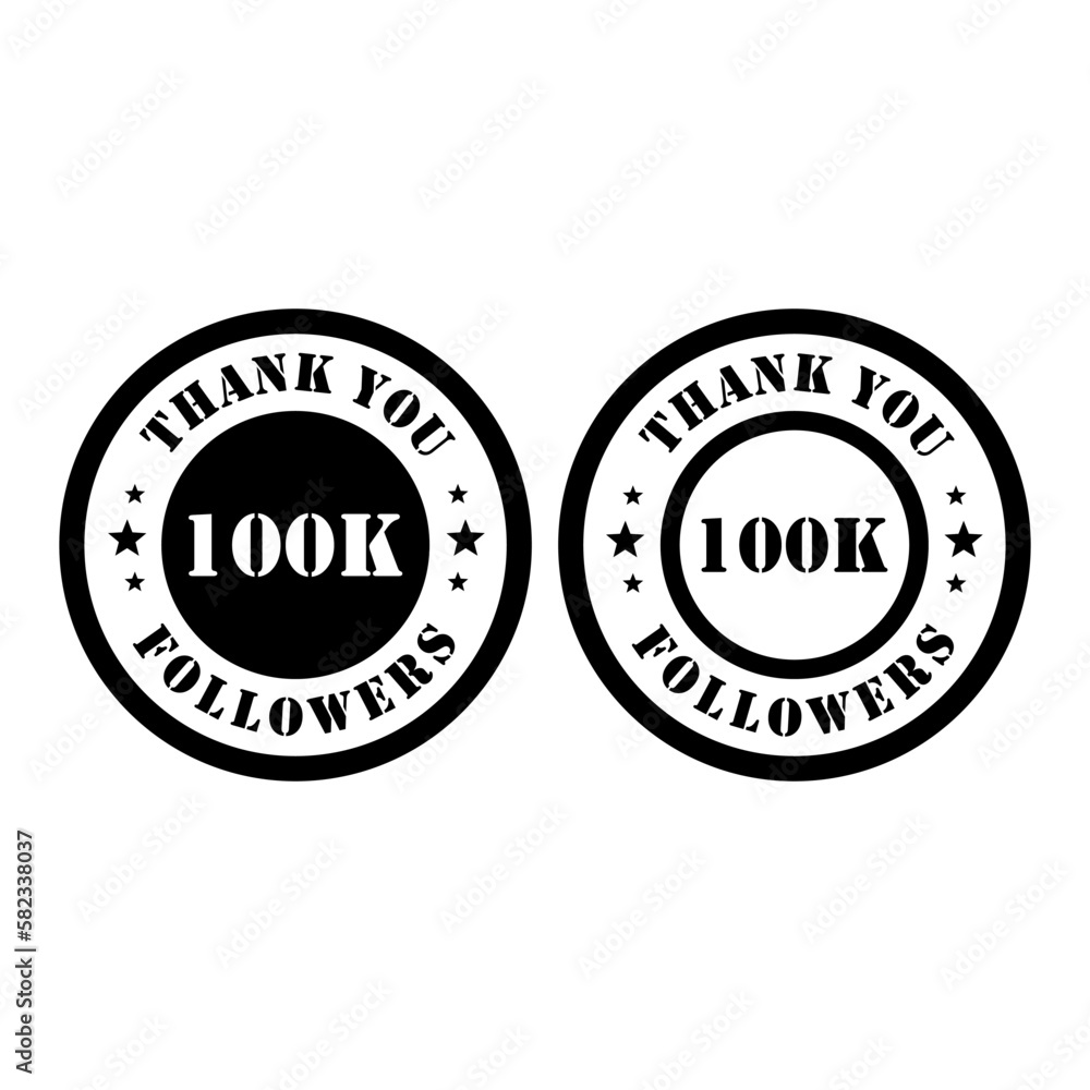 Thank you 100k Followers celebration, Greeting card for 1000000 social followers. Thank you 100k Followers celebration, Greeting card for 1000000 social followers.