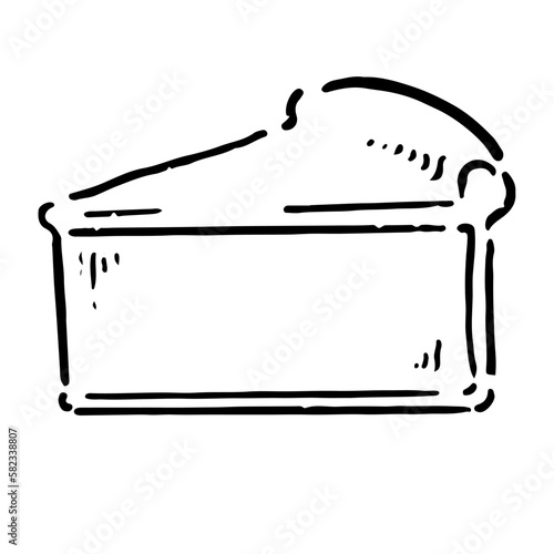 手描きのベイクドチーズケーキイラスト　白黒