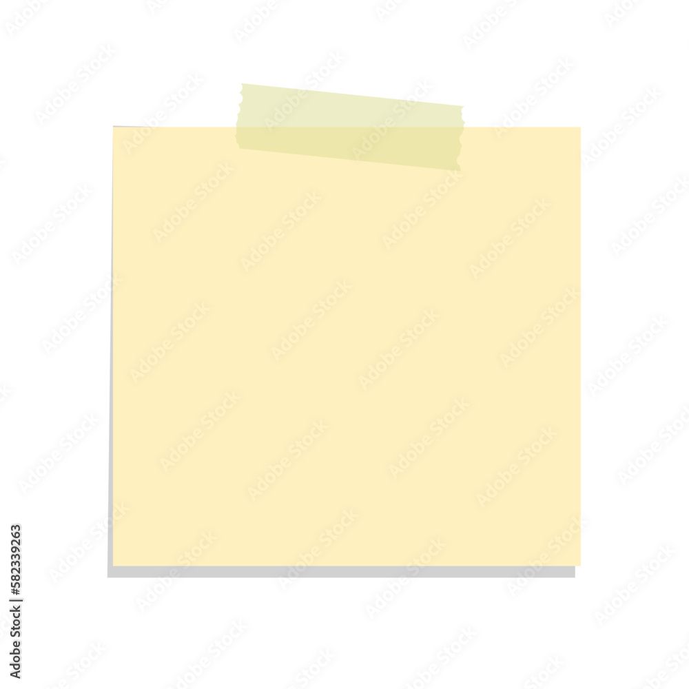 Yellow sticky note template. Taped office memo paper. Yellow sticky note template. Taped office memo paper.