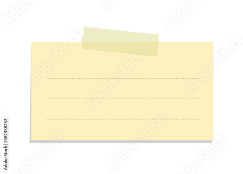 Yellow sticky note vector illustration template. Taped office memo paper.