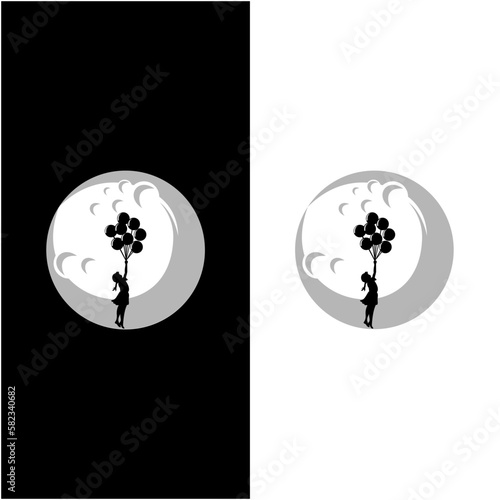 Awesome Moon Child Premium Logo Vector