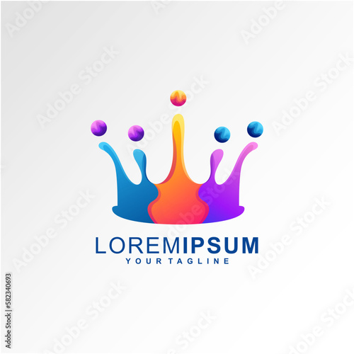 Awesome Abstract Crown and People Splaters Logo Vector