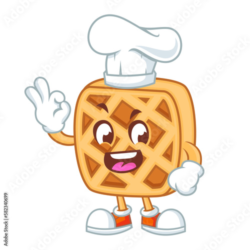 waffle mascot giving thumbs up