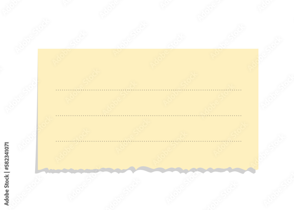 Torn yellow sticky note vector illustration. Ripped office memo paper template. Torn yellow sticky note vector illustration. Ripped office memo paper template.