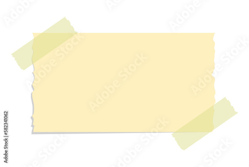 Torn yellow sticky note vector illustration. Taped office memo paper template. © Aletheia Shade
