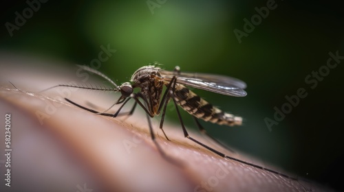 Mosquito on Skin. Generative AI. photo