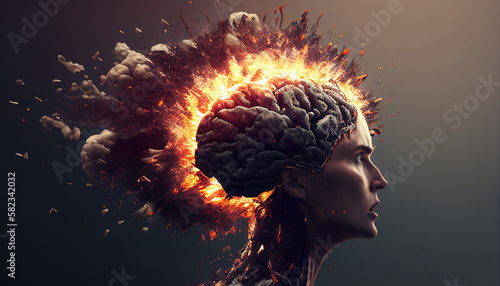 Exploding Mind: A Powerful Depiction of Mental Health Struggles - Generative AI. V1