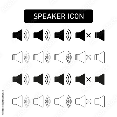 Speaker vector icon, Audio speaker volume icon.