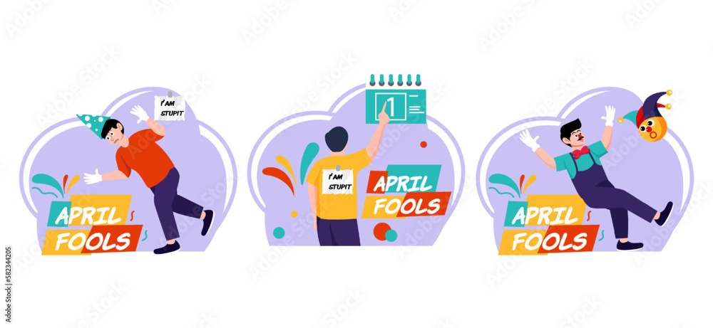 April Fools Flat Bundle Design Illustration