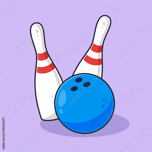 Bowling ball and pin sport icon illustration vector isolated