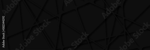 Long wide abstract black diagonal lines isolated on black background.