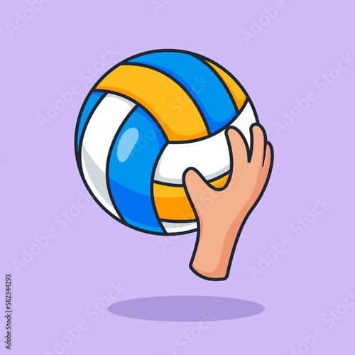 Slika na platnu Volleyball with hand smash sport icon illustration vector isolated