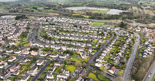 Aerial photo overlooking Residential homes in Ballymena Town Co Antrim Northern Ireland