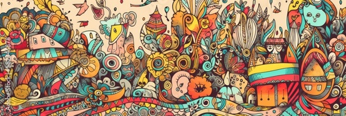 Brighten Up Your Easter  A Beautiful Artistic Colorful and Adorable Designer Easter Colorful doodle Banner Perfect for Wallpaper  Cards  and Decorations Generative AI