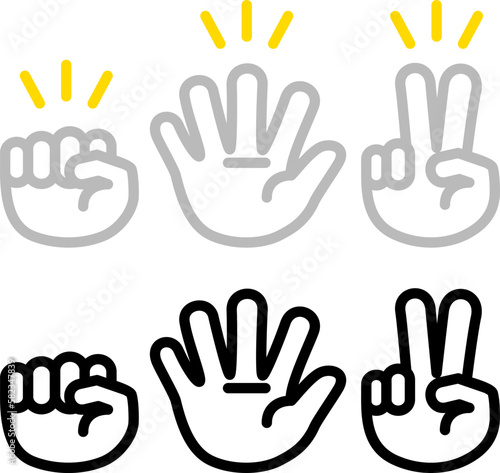 ジャンケンの手のアイコンセット