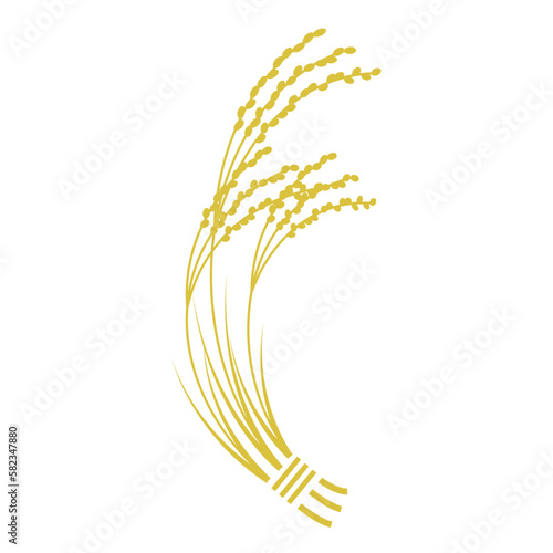 金色の稲穂のシルエットを束ねたデザインのベクターイラスト