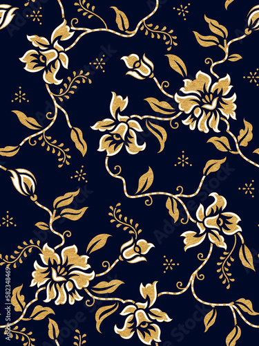 seamless traditional flowers design pattern print