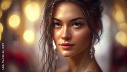 Portrait of beautiful woman. Pretty girl, Ai generated