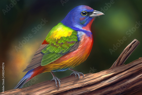 Painted bird. Generative AI © Putrasatria