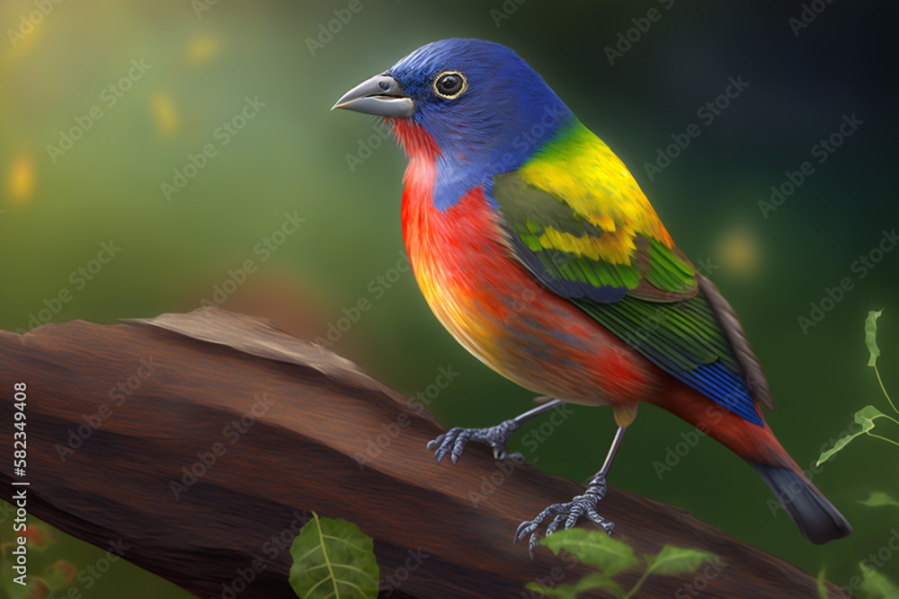 Obraz premium Painted Bunting. Generative AI