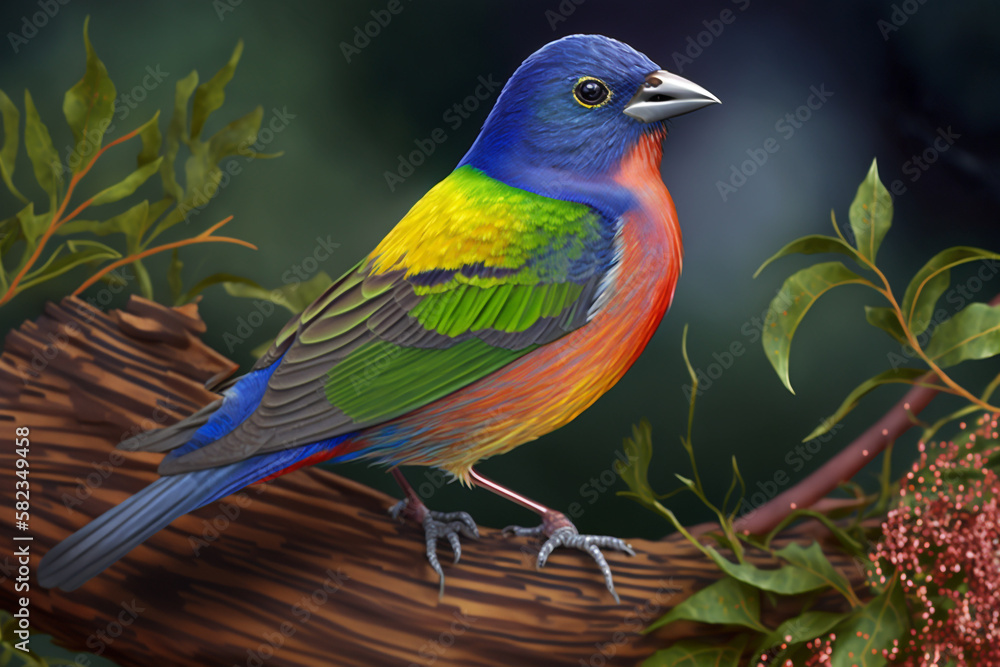 Obraz premium Painted Bunting. Generative AI