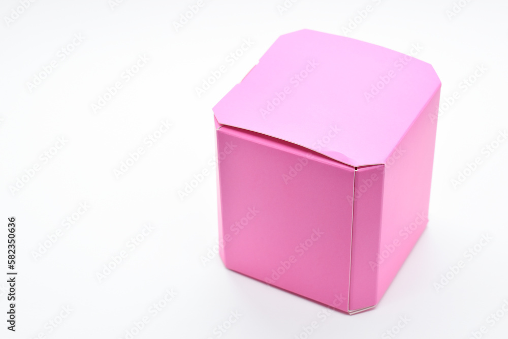pink paper box on white background, package for design pink paper box on white background, package for design