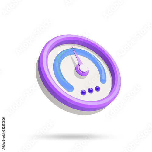 3D rendered purple speedometer icon