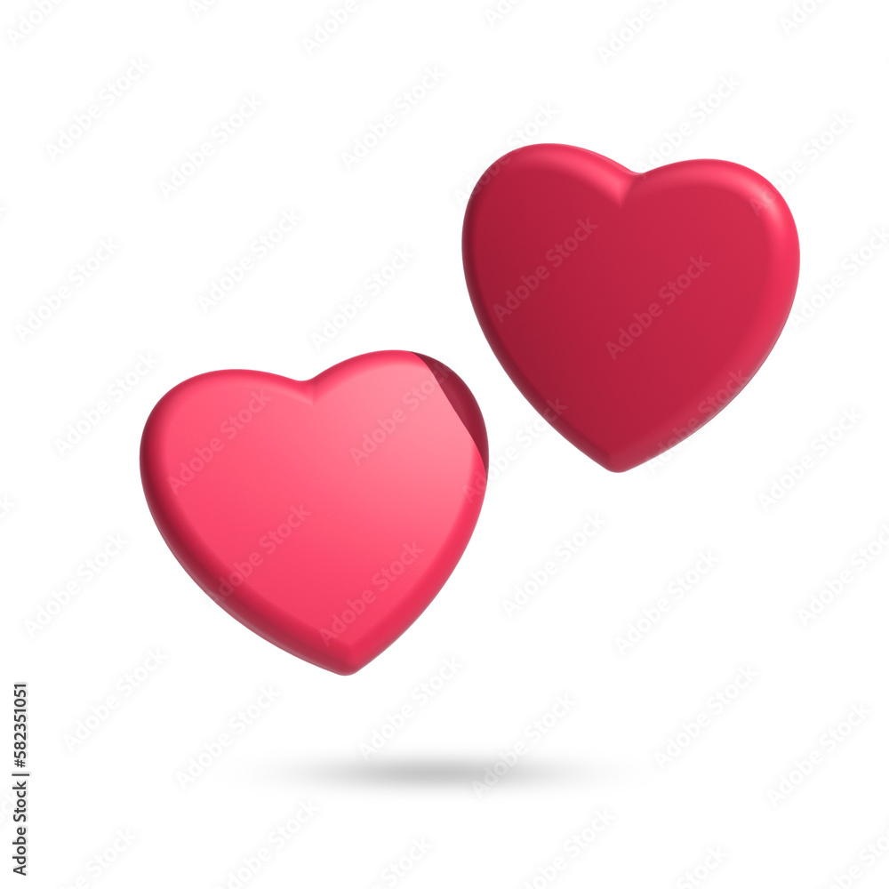 Two red heart-shaped symbols representing love Two red heart-shaped symbols representing love