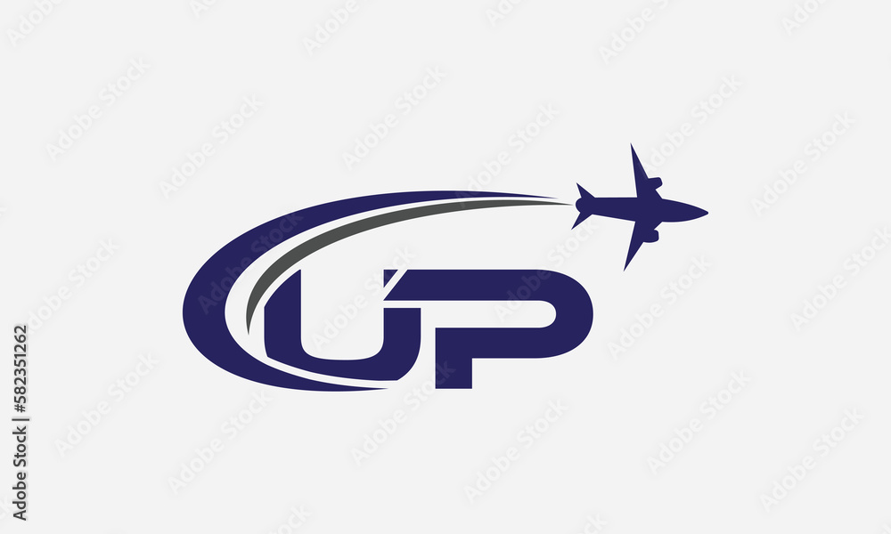 Fototapeta premium Tour and travel logo design, Airline agency symbol and aviation company monogram vector 