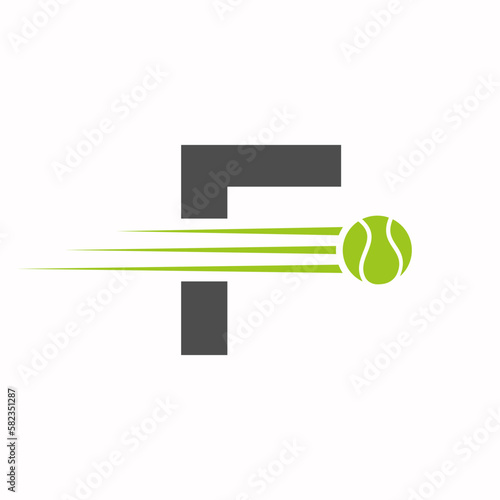 Initial Letter F Tennis Logo. Tennis Sports Logotype Symbol Template