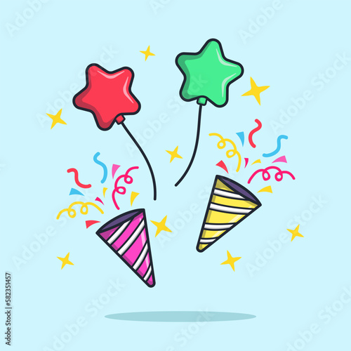 Birthday trumpet party vector icon isolated illustration 