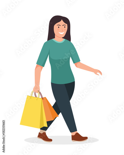 people shopping. People with shopping bags illustration