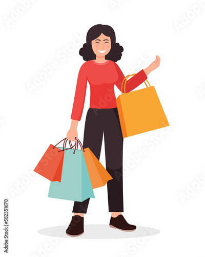 people shopping. People with shopping bags illustration