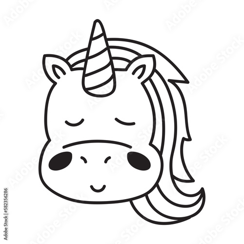 unicorn animal head doodle