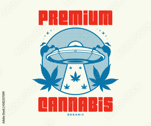 Vintage illustration of cannabis t shirt design, vector graphic, typographic poster or tshirts street wear and Urban style	