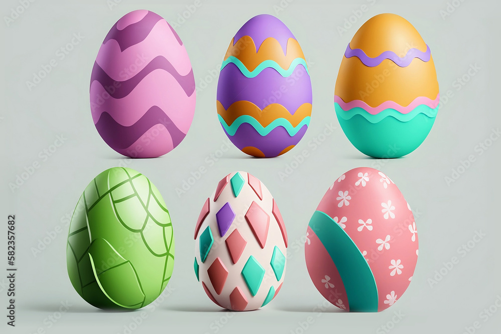 Cute Pattern on Easter eggs - 3D art