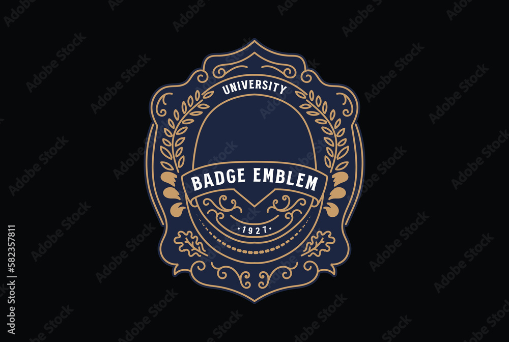 Fototapeta premium Vintage Retro University Campus Collage Education Badge Emblem Label Logo Design