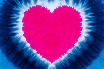 heart shape tie dye pattern hand dyed on cotton fabric abstract texture background.