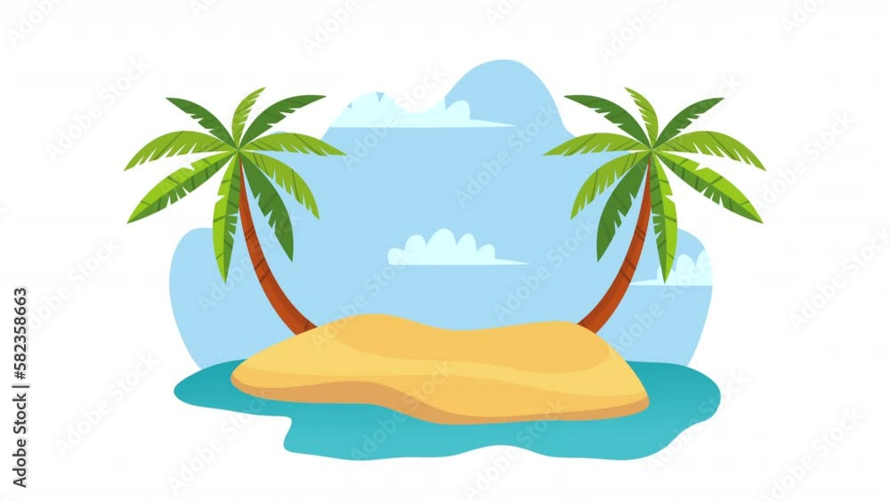 island with palms seascape scene animation island with palms seascape scene animation