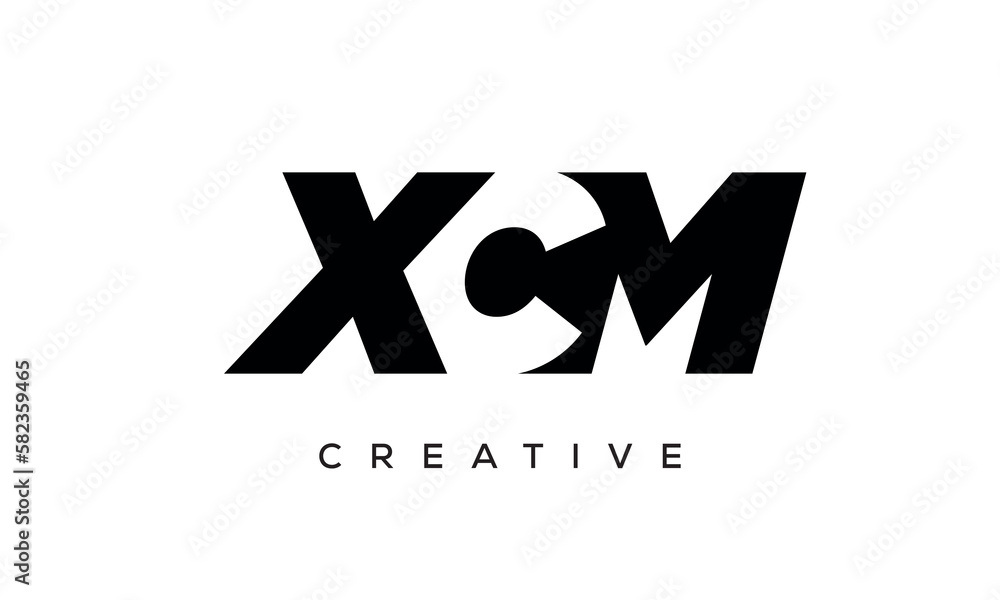 XCM letters negative space logo design. creative typography monogram vector