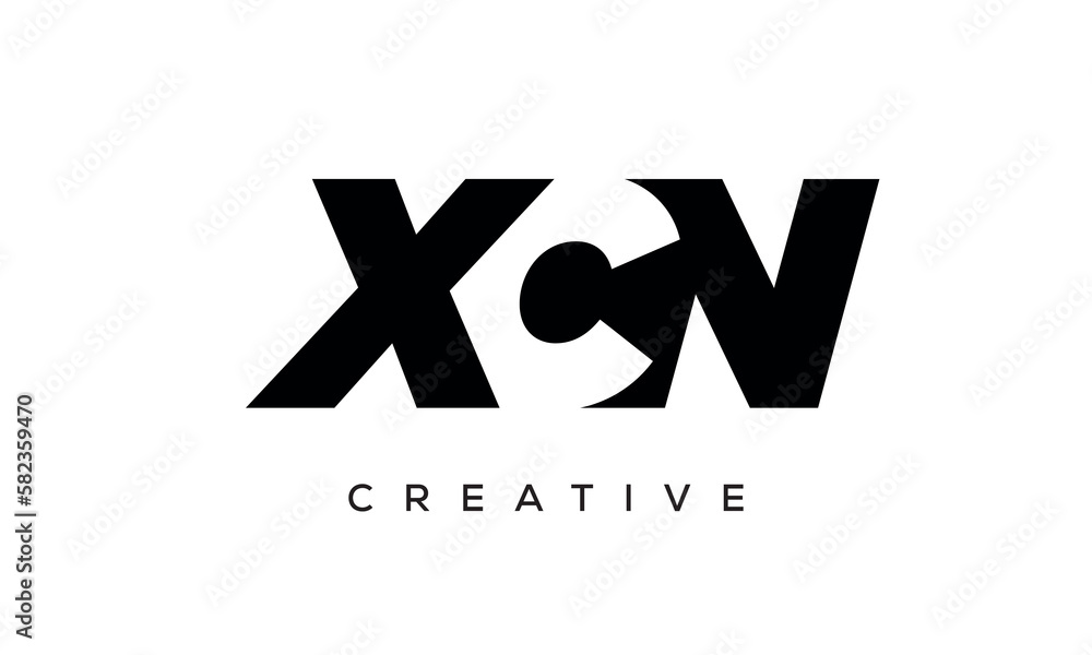 XCN letters negative space logo design. creative typography monogram vector XCN letters negative space logo design. creative typography monogram vector