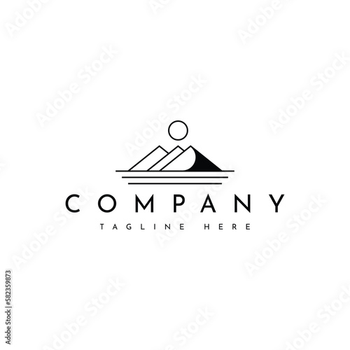 abstract minimal mountain line logo design