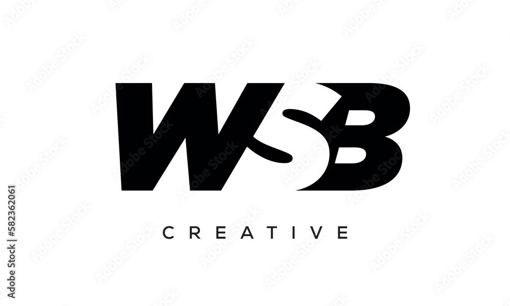 WSB letters negative space logo design. creative typography monogram vector WSB letters negative space logo design. creative typography monogram vector