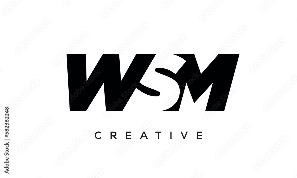 WSM letters negative space logo design. creative typography monogram vector